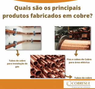Principais produtos fabricados em cobre e suas aplicações.